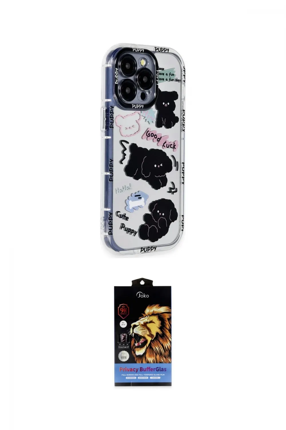 ieg™ iPhone 14 Pro Kılıf Ahenk Modern Serisi - Siyah Buffer Hayalet Cam Ekran Koruyucu