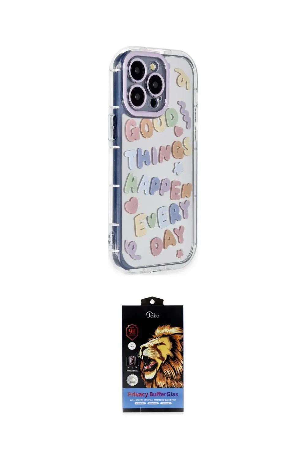 ieg™ iPhone 14 Pro Kılıf Ahenk Modern Serisi - Siyah Buffer Hayalet Cam Ekran Koruyucu