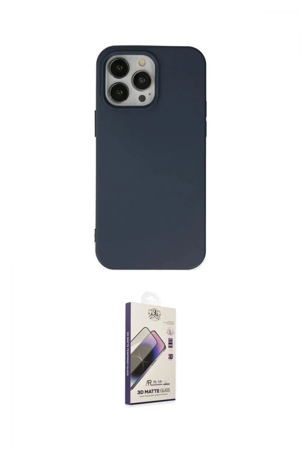 ieg™ iPhone 14 Pro Kılıf Ahenk Serisi - Siyah Bilvis 3D Mat Cam Ekran Koruyucu
