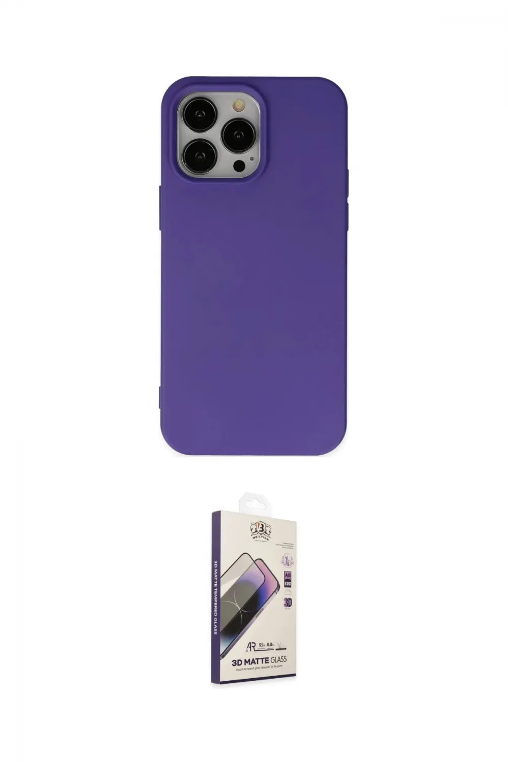 ieg™ iPhone 14 Pro Kılıf Ahenk Serisi - Siyah Bilvis 3D Mat Cam Ekran Koruyucu