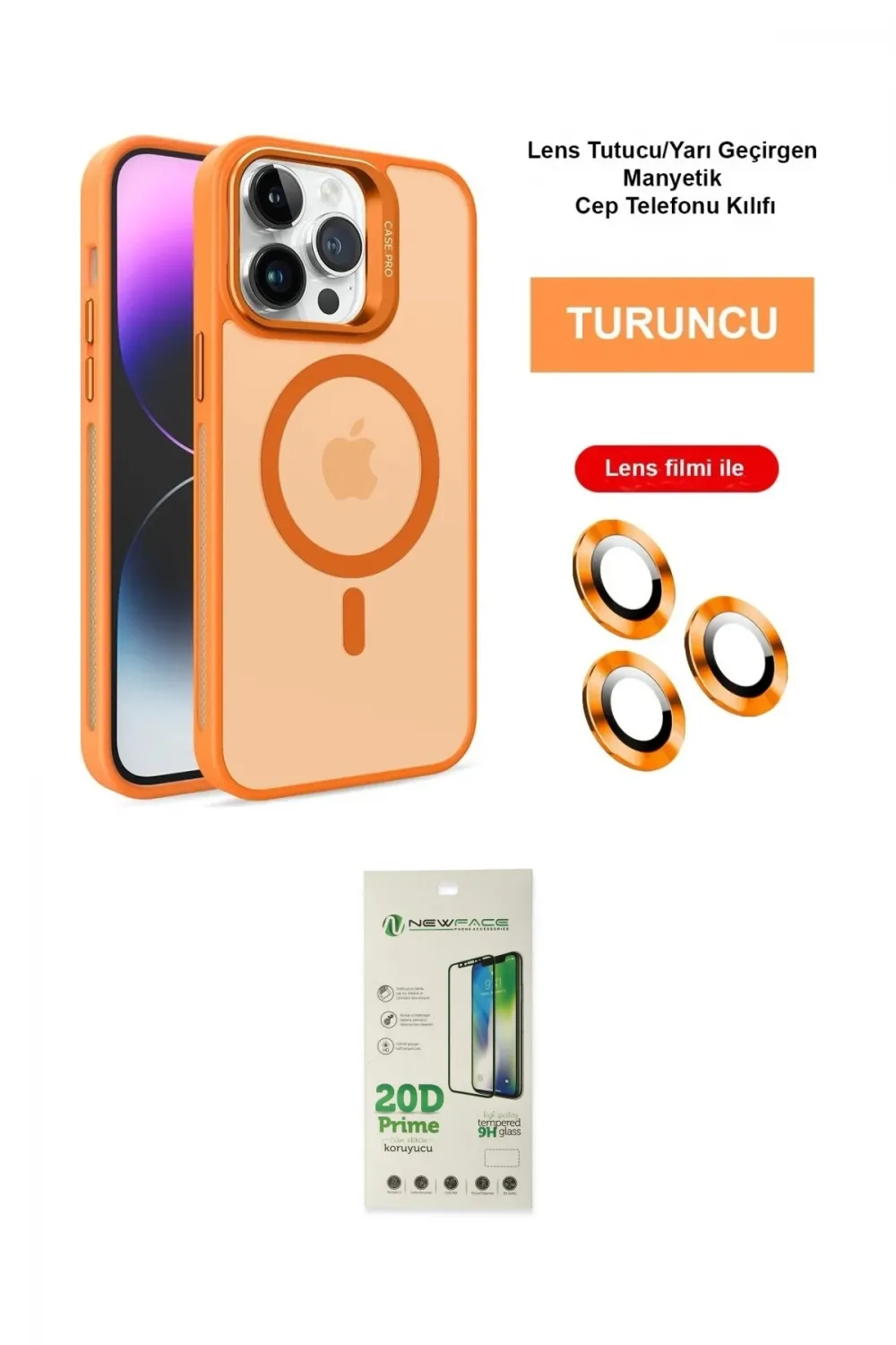 ieg™ iPhone 14 Pro Kılıf Akış Form - Siyah 20D Premium Cam Ekran Koruyucu