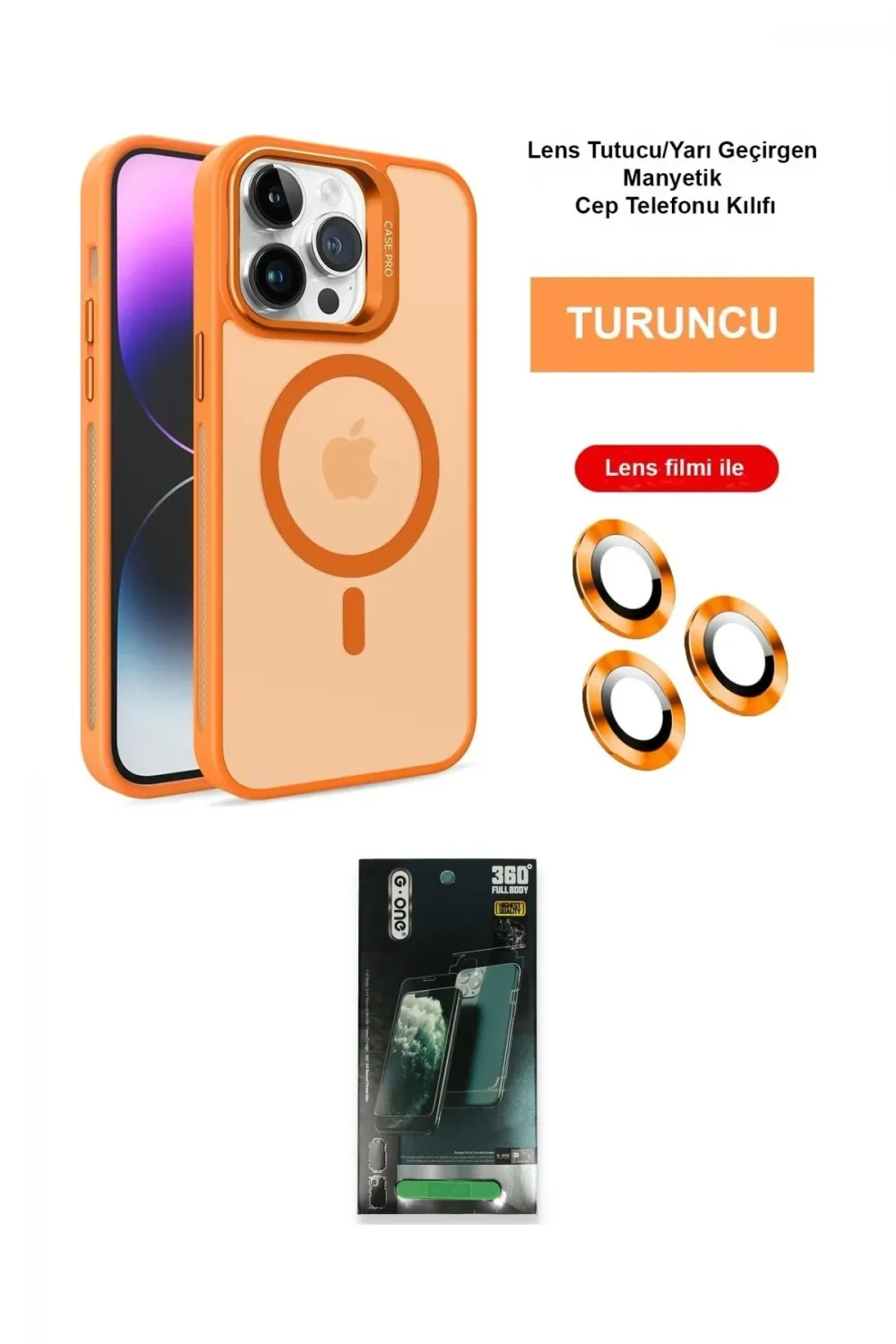 ieg™ iPhone 14 Pro Kılıf Akış Form - Siyah 360 Mat Full Body Arka Koruyucu