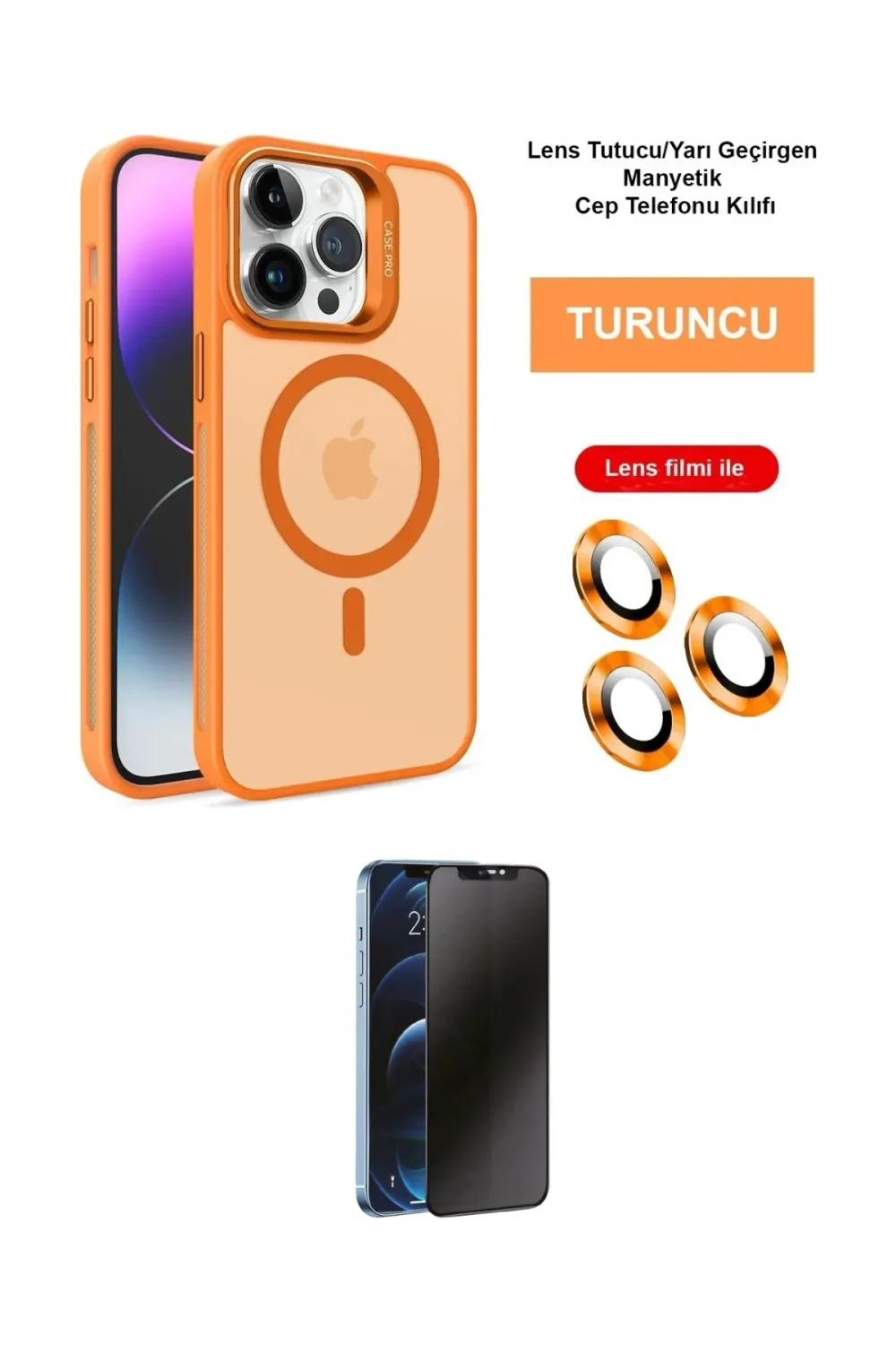 ieg™ iPhone 14 Pro Kılıf Akış Form - Siyah 3D Antistatik Hayalet Cam Ekran Koruyucu