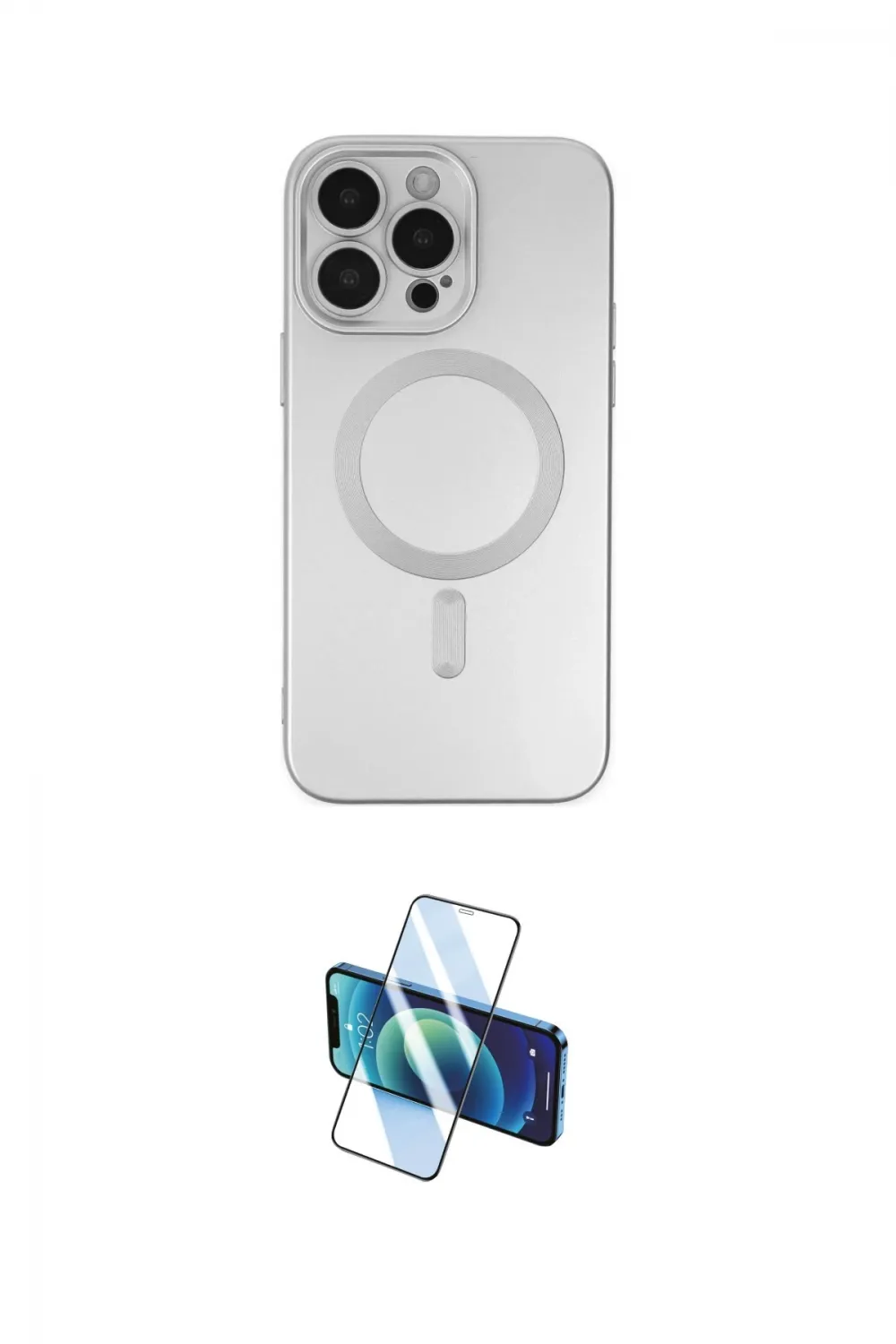 ieg™ iPhone 14 Pro Kılıf Akış Minimal Özel Seri - Siyah 3D Antistatik Cam Ekran Koruyucu