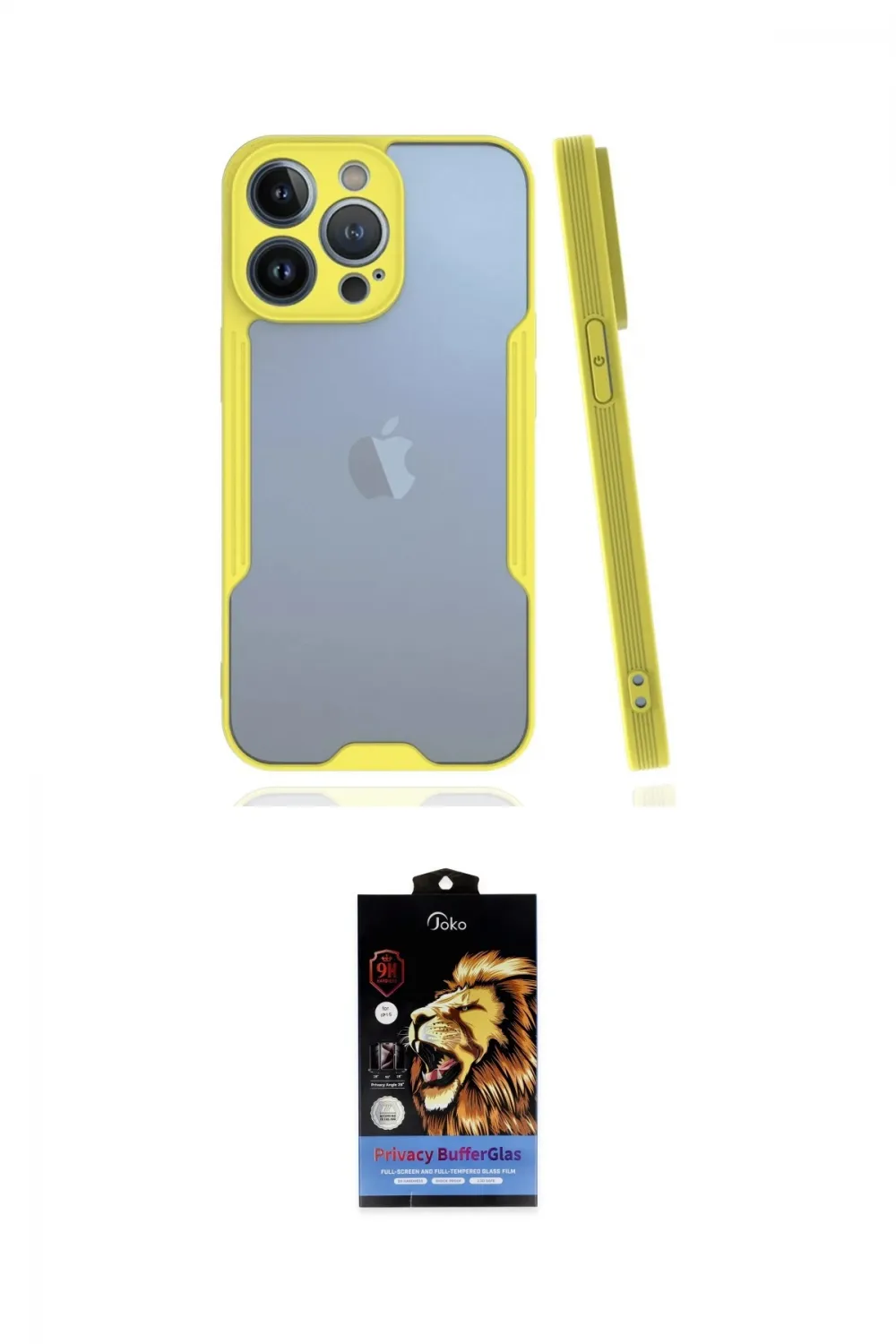 ieg™ iPhone 14 Pro Kılıf Atlas Asil Serisi - Siyah Buffer Hayalet Cam Ekran Koruyucu