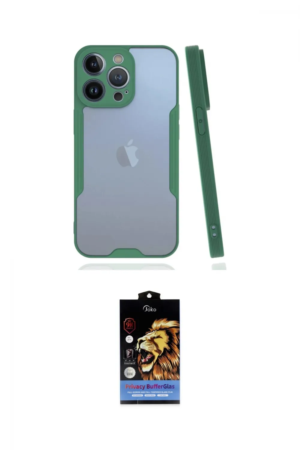 ieg™ iPhone 14 Pro Kılıf Atlas Asil Serisi - Siyah Buffer Hayalet Cam Ekran Koruyucu