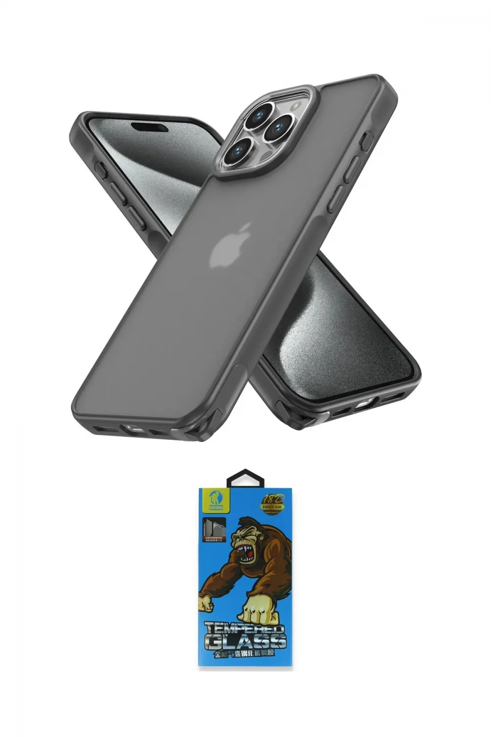 ieg™ iPhone 14 Pro Kılıf Atlas Form - Siyah 18D Cam Ekran Koruyucu