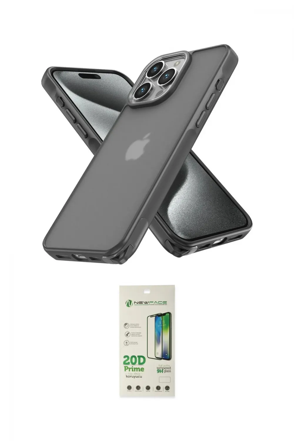ieg™ iPhone 14 Pro Kılıf Atlas Form - Siyah 20D Premium Cam Ekran Koruyucu