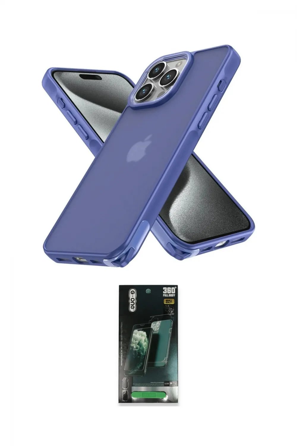 ieg™ iPhone 14 Pro Kılıf Atlas Form - Siyah 360 Mat Full Body Arka Koruyucu