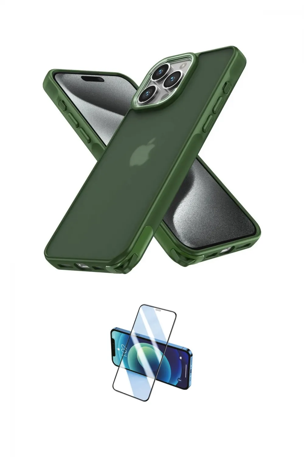 ieg™ iPhone 14 Pro Kılıf Atlas Form - Siyah 3D Antistatik Cam Ekran Koruyucu