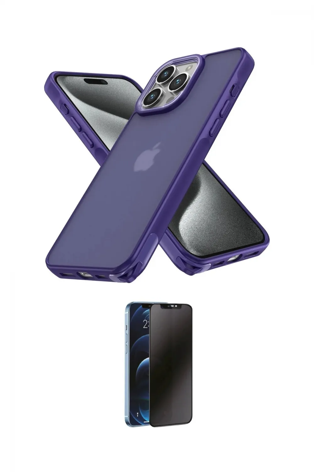 ieg™ iPhone 14 Pro Kılıf Atlas Form - Siyah 3D Antistatik Hayalet Cam Ekran Koruyucu