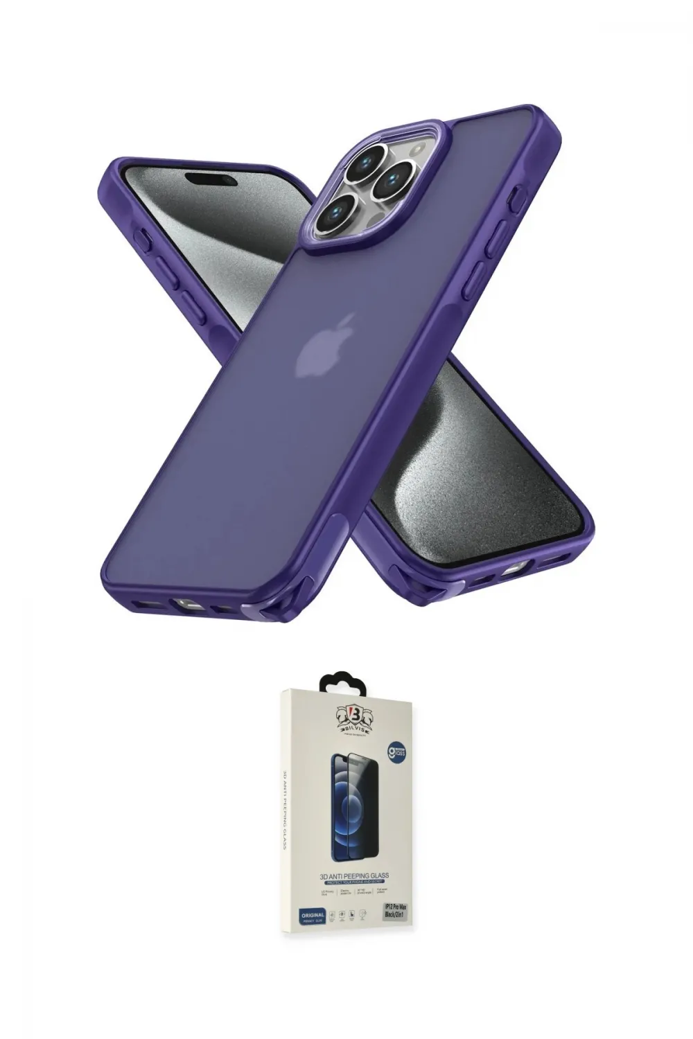 ieg™ iPhone 14 Pro Kılıf Atlas Form - Siyah Bilvis Hayalet Cam Ekran Koruyucu