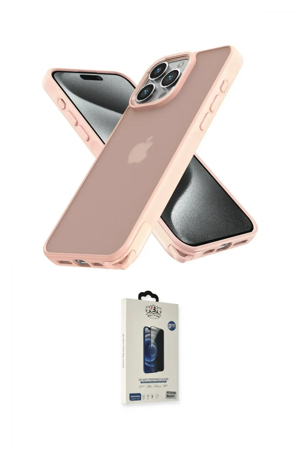 ieg™ iPhone 14 Pro Kılıf Atlas Form - Siyah Bilvis Hayalet Cam Ekran Koruyucu