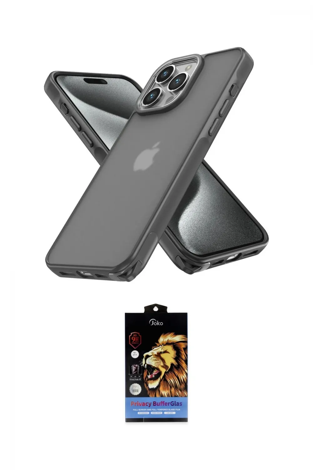 ieg™ iPhone 14 Pro Kılıf Atlas Form - Siyah Buffer Hayalet Cam Ekran Koruyucu