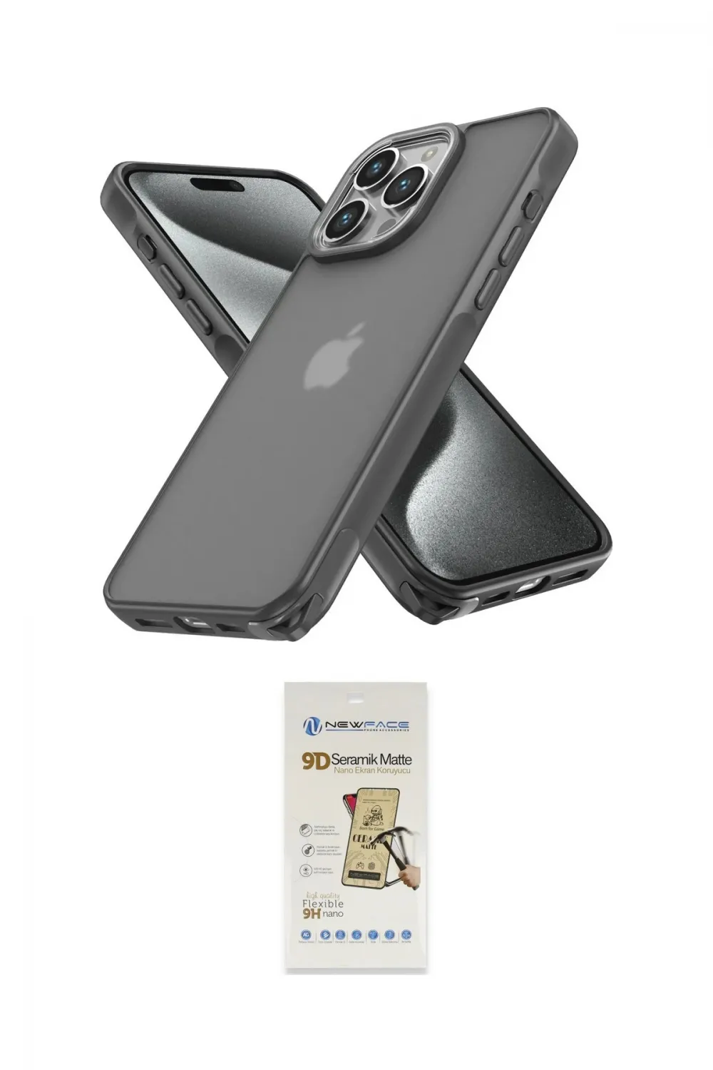 ieg™ iPhone 14 Pro Kılıf Atlas Form - Siyah Mat Seramik Nano Ekran Koruyucu
