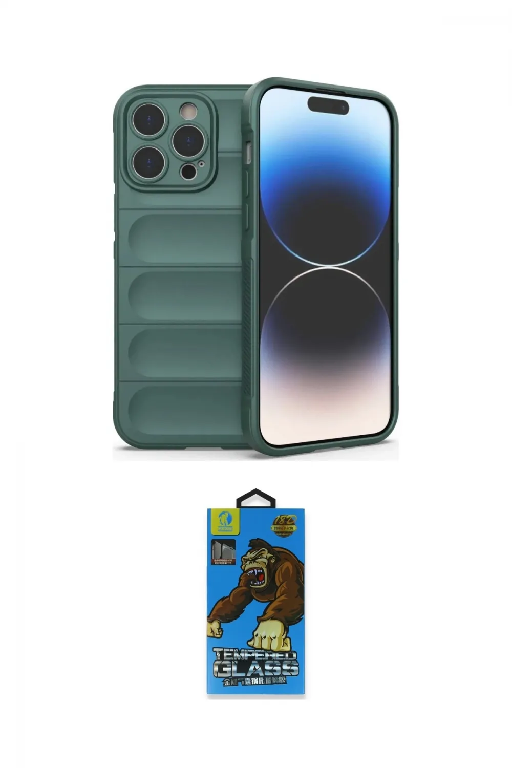 ieg™ iPhone 14 Pro Kılıf Atlas Koleksiyonu - Siyah 18D Cam Ekran Koruyucu