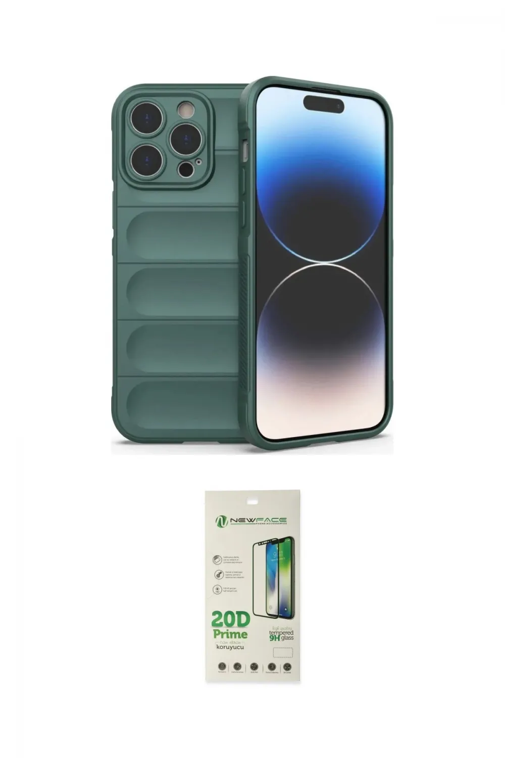 ieg™ iPhone 14 Pro Kılıf Atlas Koleksiyonu - Siyah 20D Premium Cam Ekran Koruyucu