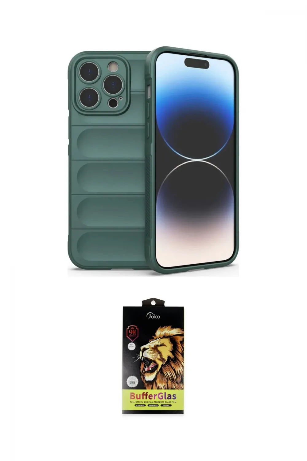 ieg™ iPhone 14 Pro Kılıf Atlas Koleksiyonu - Siyah Buffer Cam Ekran Koruyucu