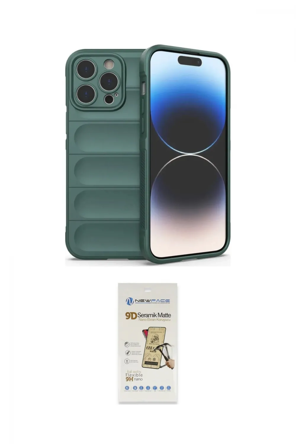 ieg™ iPhone 14 Pro Kılıf Atlas Koleksiyonu - Siyah Mat Seramik Nano Ekran Koruyucu