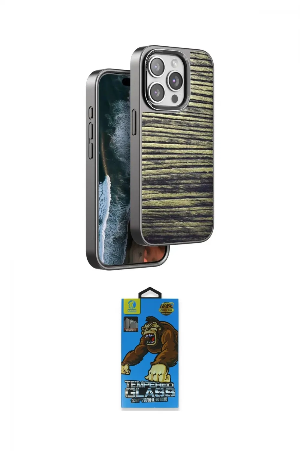 ieg™ iPhone 14 Pro Kılıf Atlas Minimal Özel Seri - Siyah 18D Cam Ekran Koruyucu