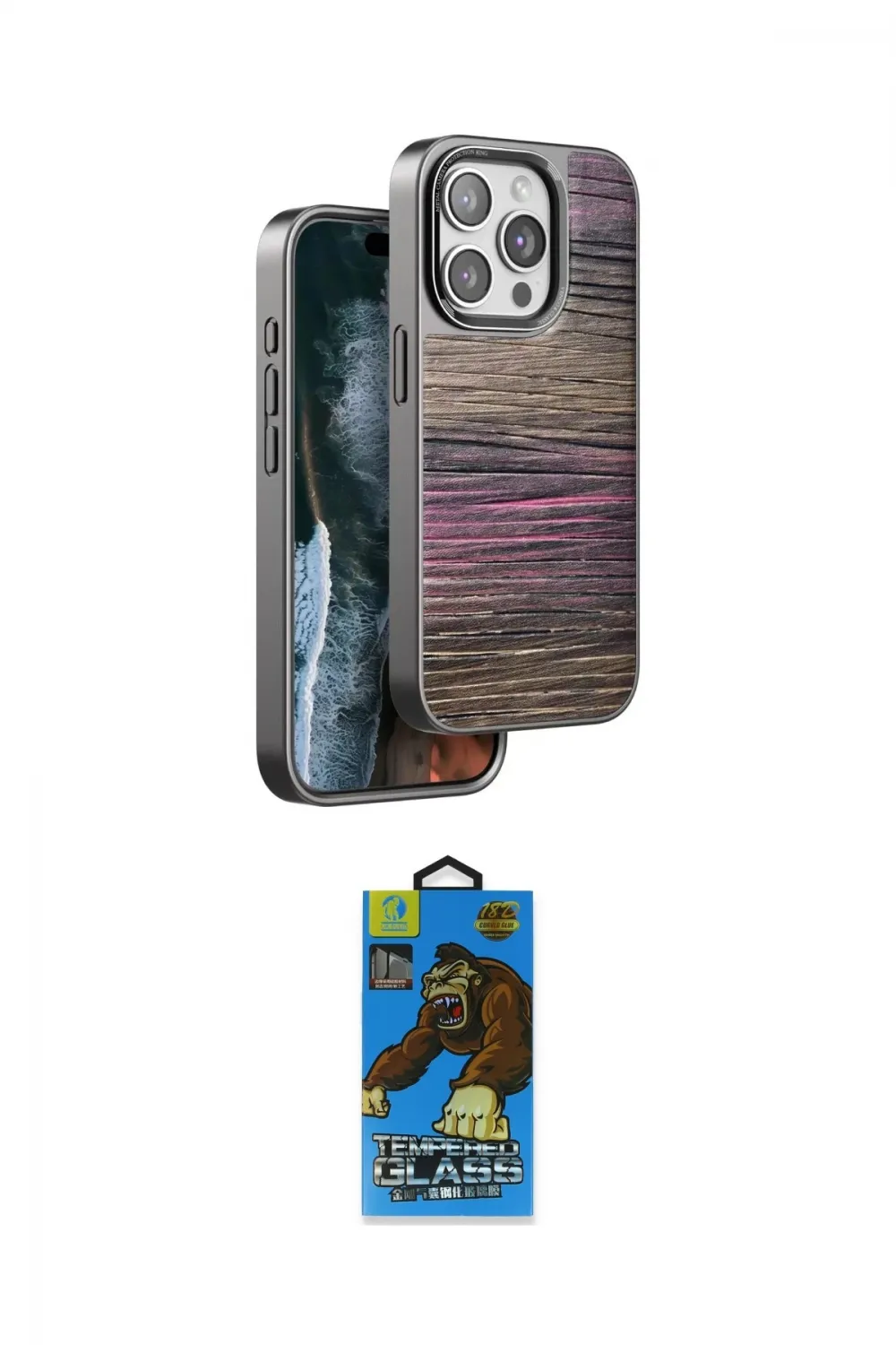 ieg™ iPhone 14 Pro Kılıf Atlas Minimal Özel Seri - Siyah 18D Cam Ekran Koruyucu