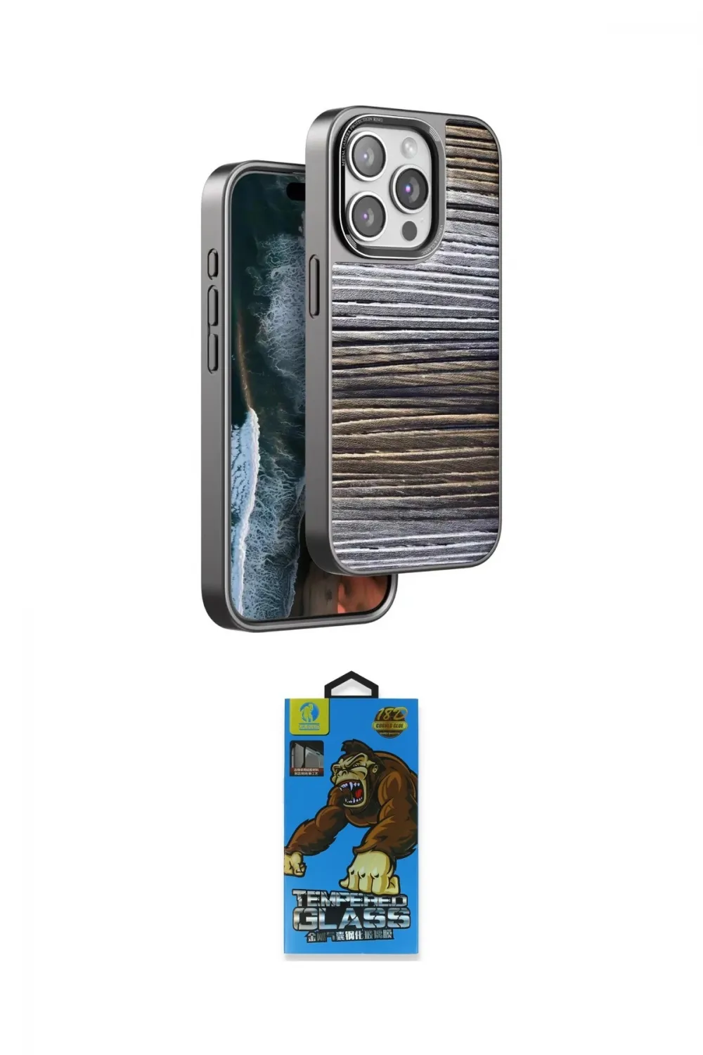 ieg™ iPhone 14 Pro Kılıf Atlas Minimal Özel Seri - Siyah 18D Cam Ekran Koruyucu