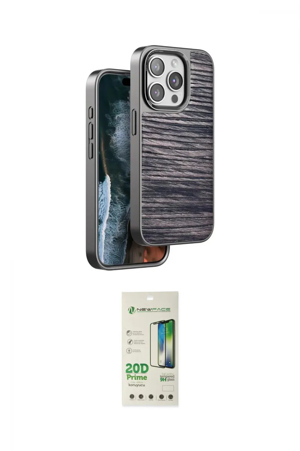 ieg™ iPhone 14 Pro Kılıf Atlas Minimal Özel Seri - Siyah 20D Premium Cam Ekran Koruyucu