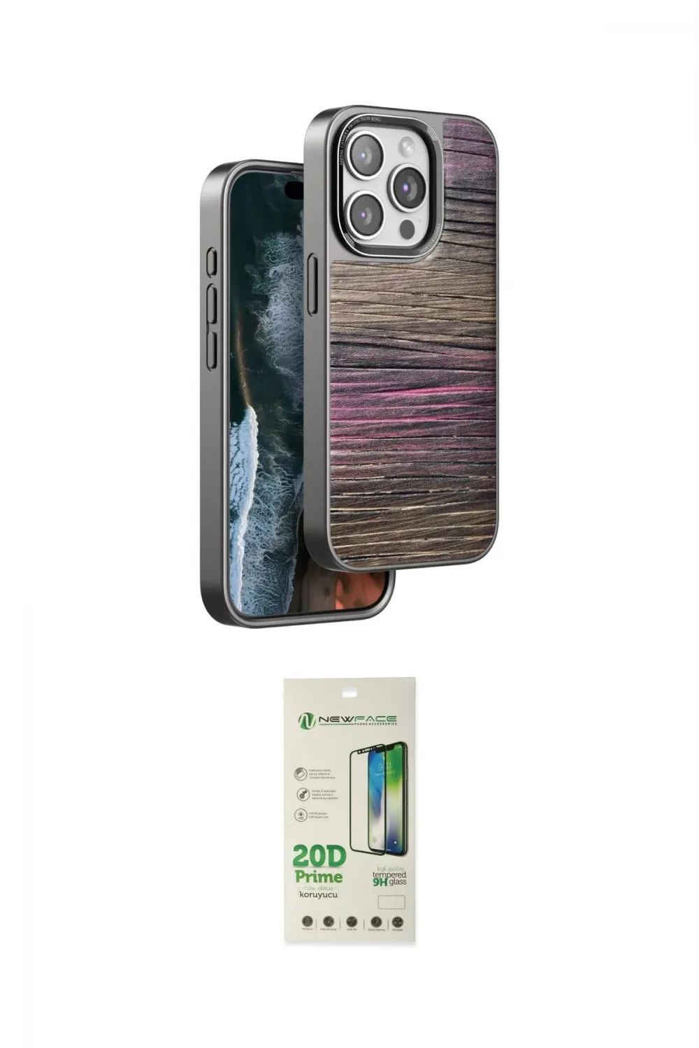 ieg™ iPhone 14 Pro Kılıf Atlas Minimal Özel Seri - Siyah 20D Premium Cam Ekran Koruyucu