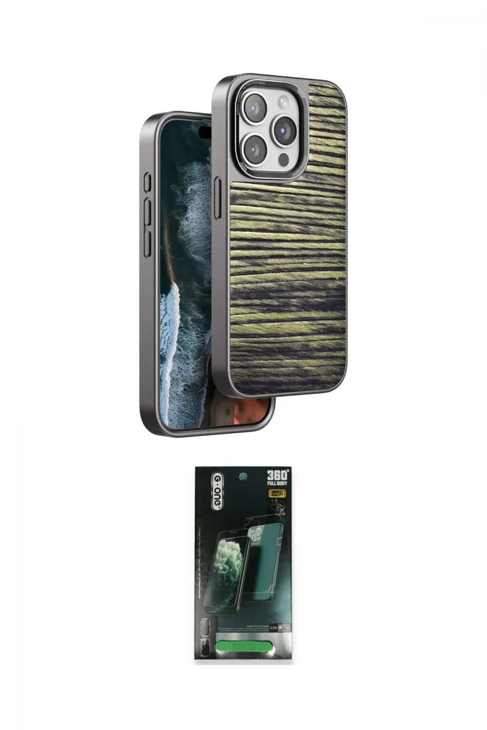 ieg™ iPhone 14 Pro Kılıf Atlas Minimal Özel Seri - Siyah 360 Mat Full Body Arka Koruyucu