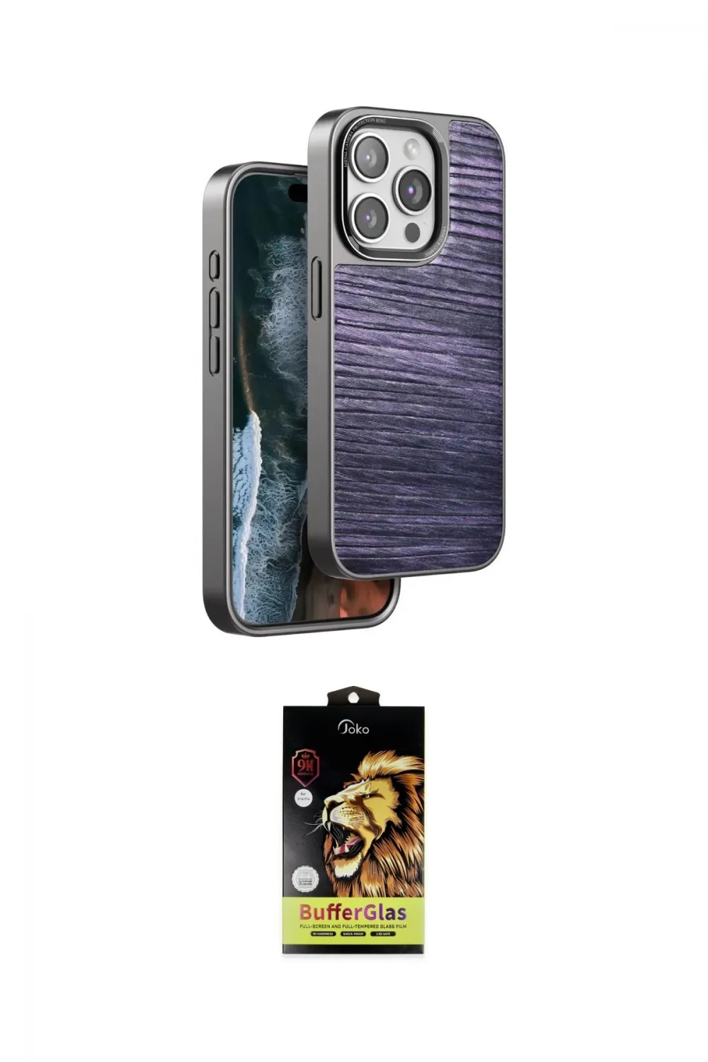 ieg™ iPhone 14 Pro Kılıf Atlas Minimal Özel Seri - Siyah Buffer Cam Ekran Koruyucu
