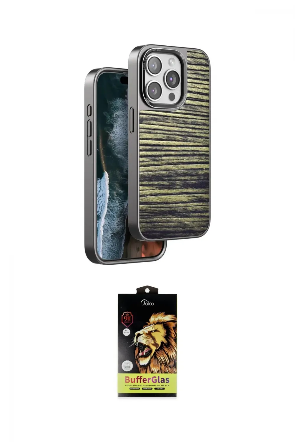 ieg™ iPhone 14 Pro Kılıf Atlas Minimal Özel Seri - Siyah Buffer Cam Ekran Koruyucu