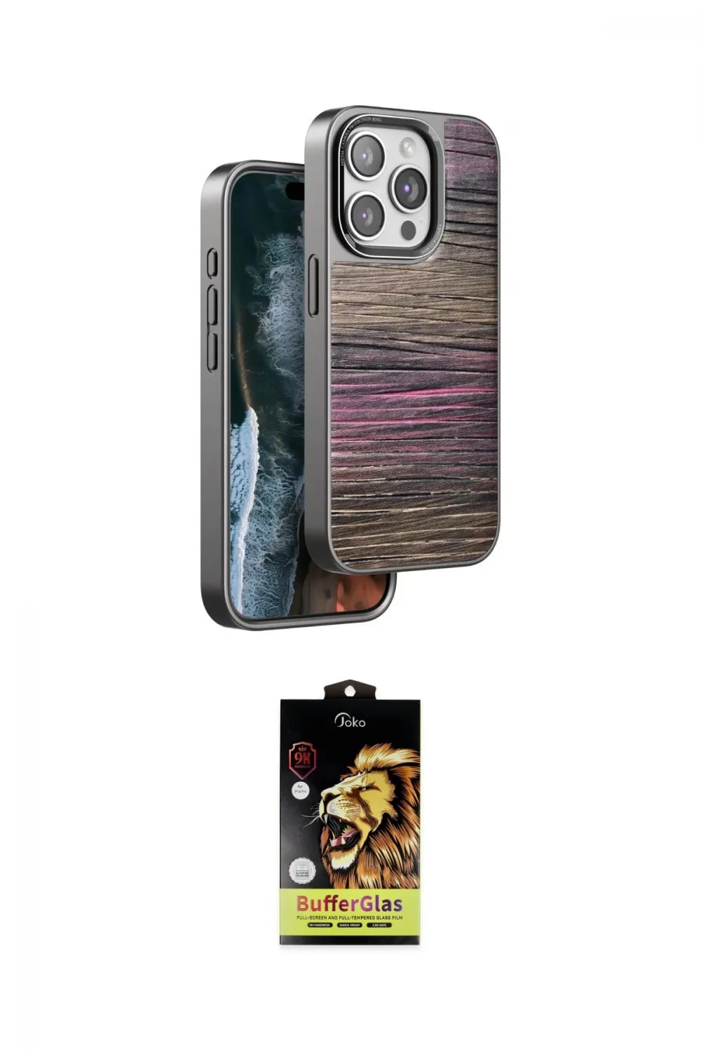 ieg™ iPhone 14 Pro Kılıf Atlas Minimal Özel Seri - Siyah Buffer Cam Ekran Koruyucu