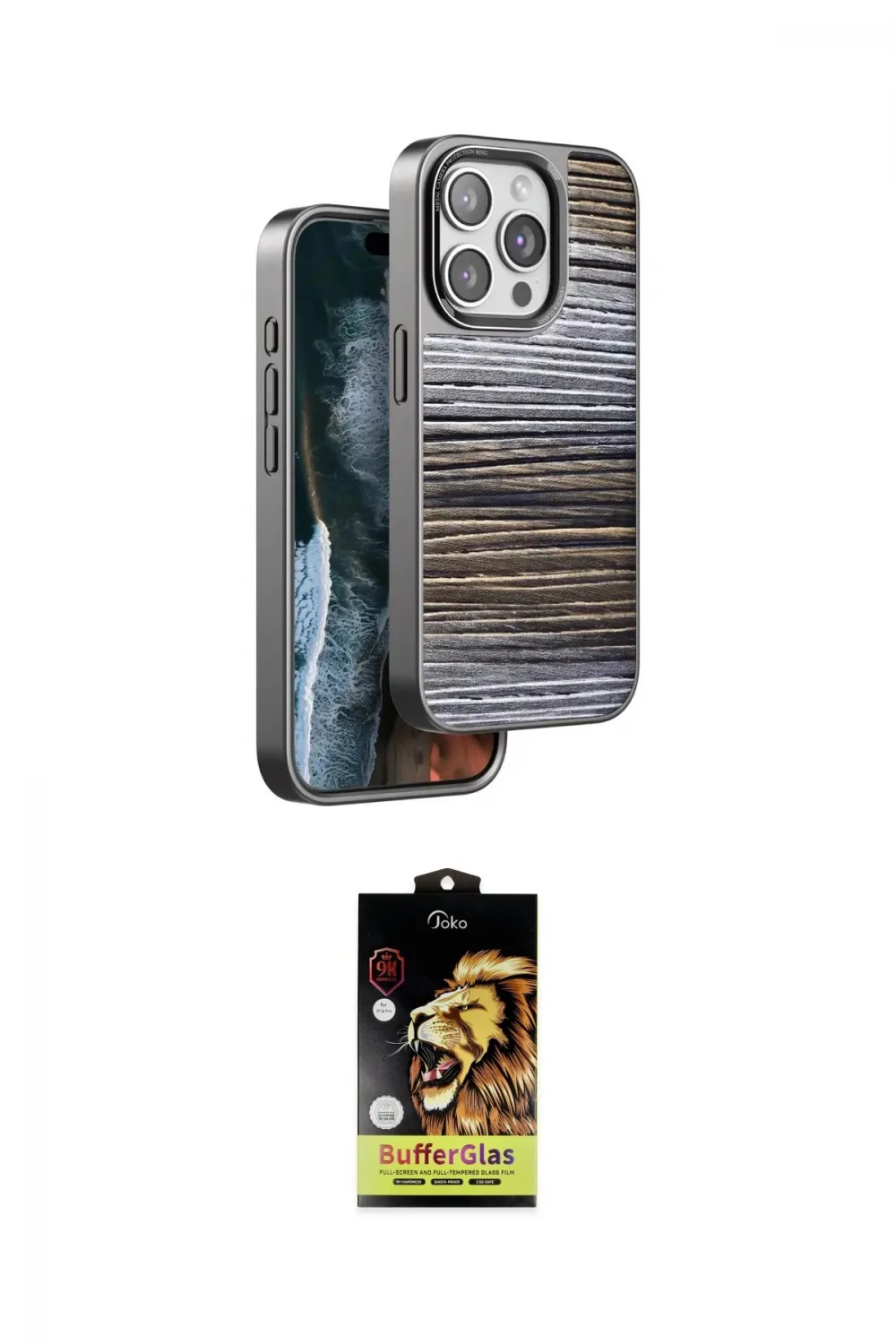 ieg™ iPhone 14 Pro Kılıf Atlas Minimal Özel Seri - Siyah Buffer Cam Ekran Koruyucu