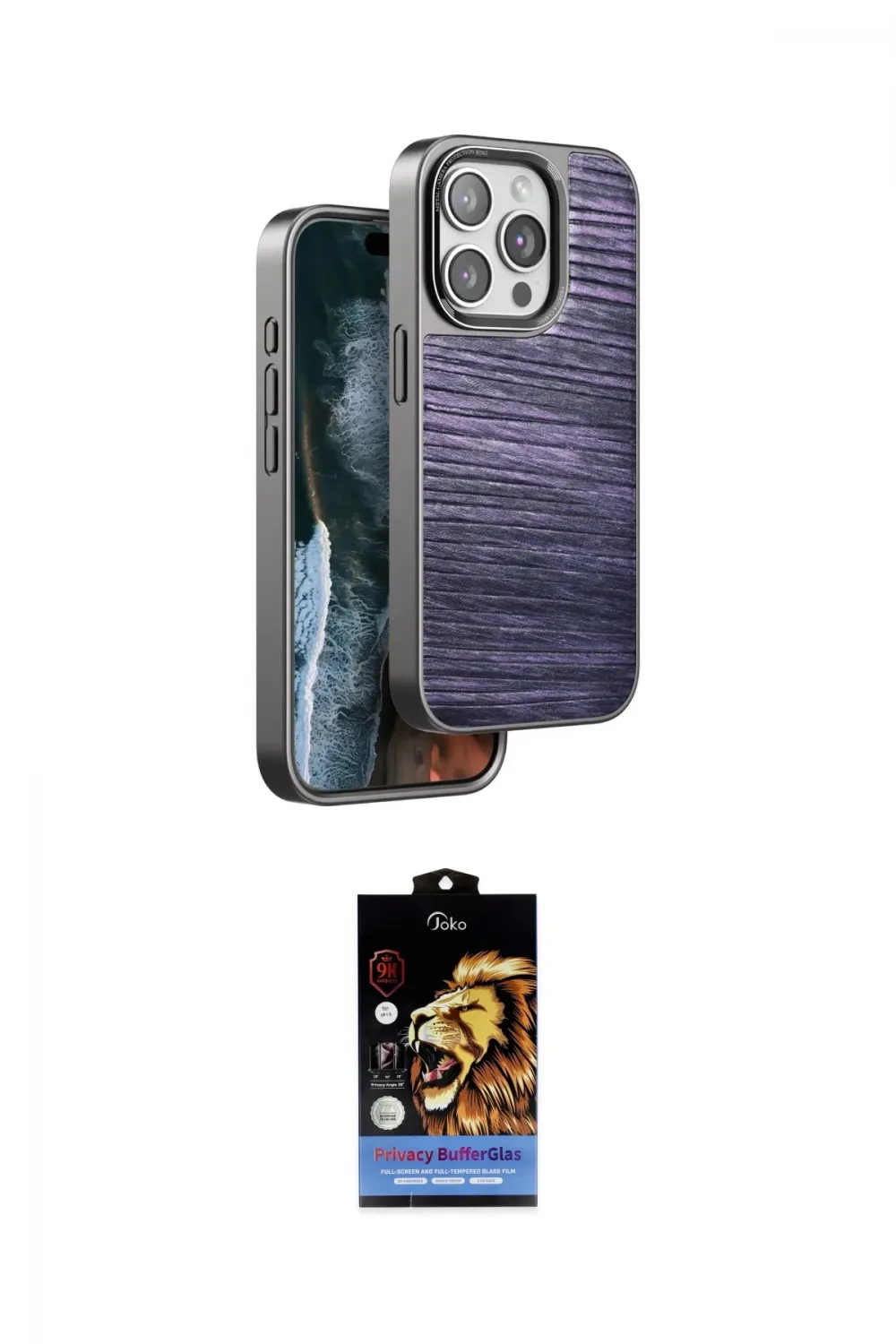 ieg™ iPhone 14 Pro Kılıf Atlas Minimal Özel Seri - Siyah Buffer Hayalet Cam Ekran Koruyucu