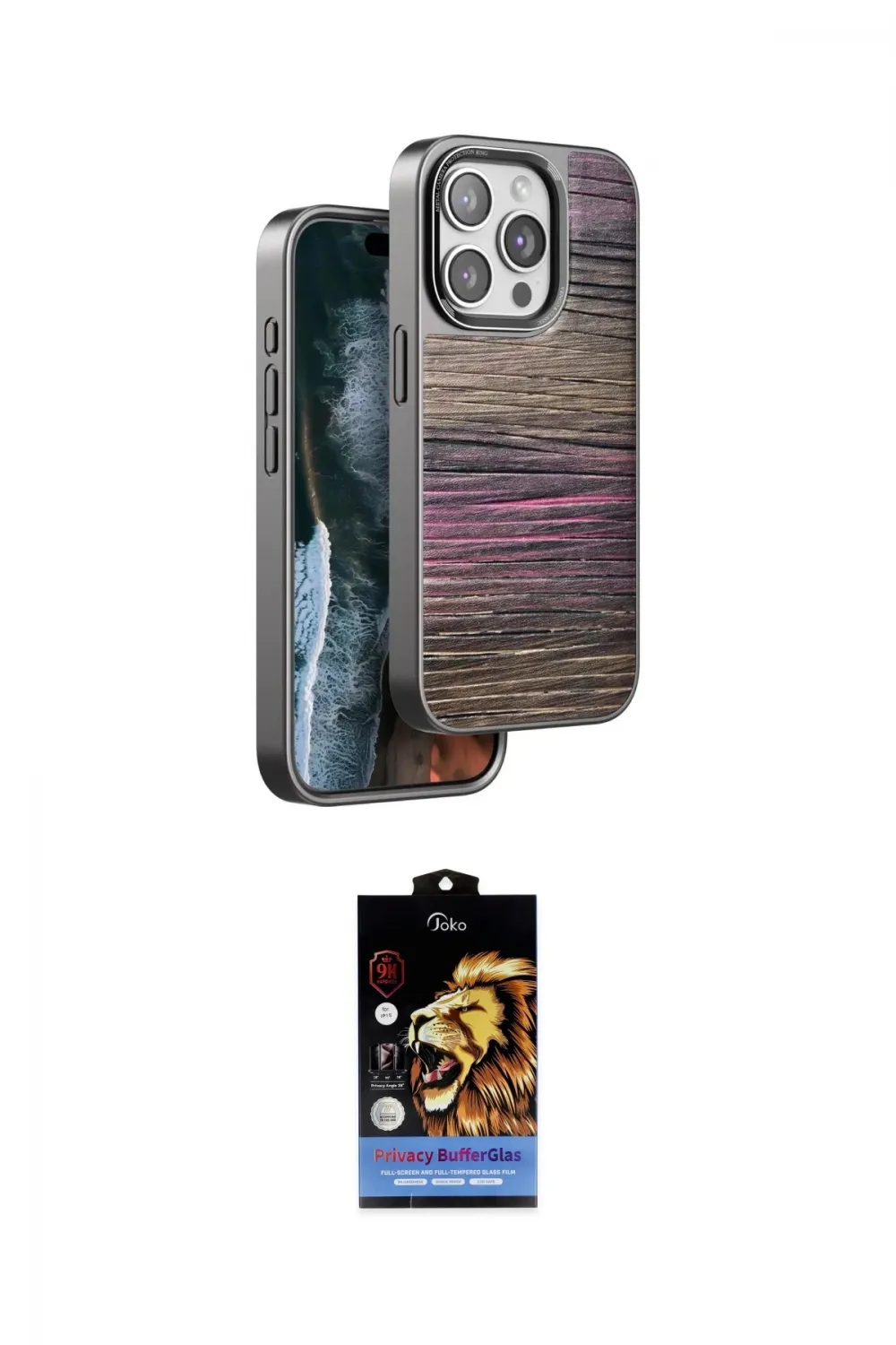 ieg™ iPhone 14 Pro Kılıf Atlas Minimal Özel Seri - Siyah Buffer Hayalet Cam Ekran Koruyucu