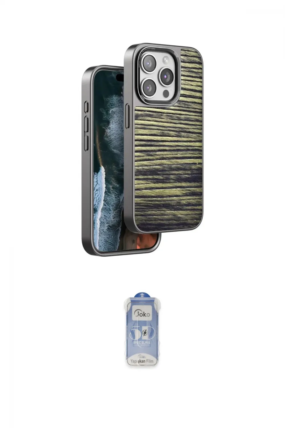 ieg™ iPhone 14 Pro Kılıf Atlas Minimal Özel Seri - Siyah Joko Magic 5D Cam