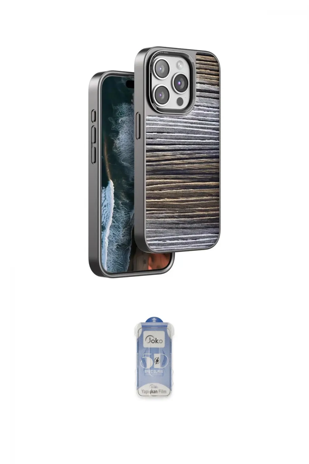 ieg™ iPhone 14 Pro Kılıf Atlas Minimal Özel Seri - Siyah Joko Magic 5D Cam
