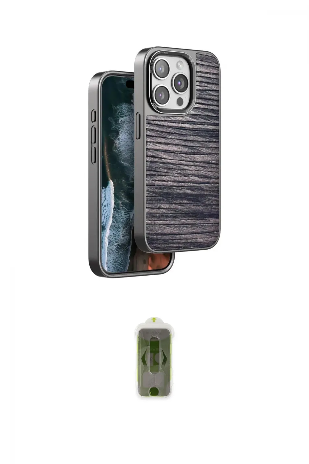 ieg™ iPhone 14 Pro Kılıf Atlas Minimal Özel Seri - Siyah Joko Magic 5D Hayalet Cam