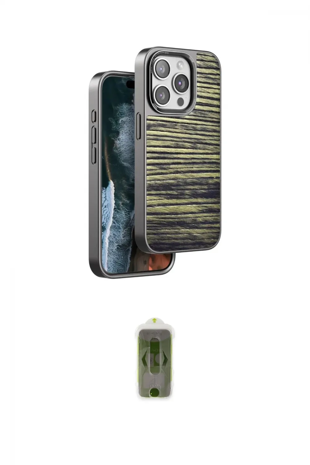 ieg™ iPhone 14 Pro Kılıf Atlas Minimal Özel Seri - Siyah Joko Magic 5D Hayalet Cam