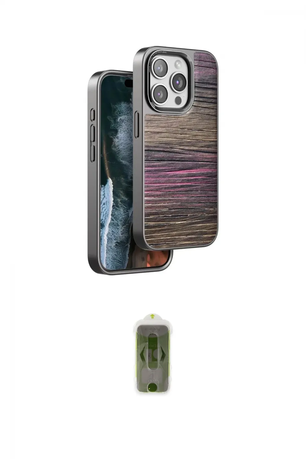 ieg™ iPhone 14 Pro Kılıf Atlas Minimal Özel Seri - Siyah Joko Magic 5D Hayalet Cam