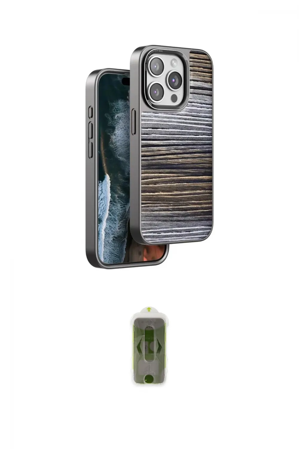 ieg™ iPhone 14 Pro Kılıf Atlas Minimal Özel Seri - Siyah Joko Magic 5D Hayalet Cam