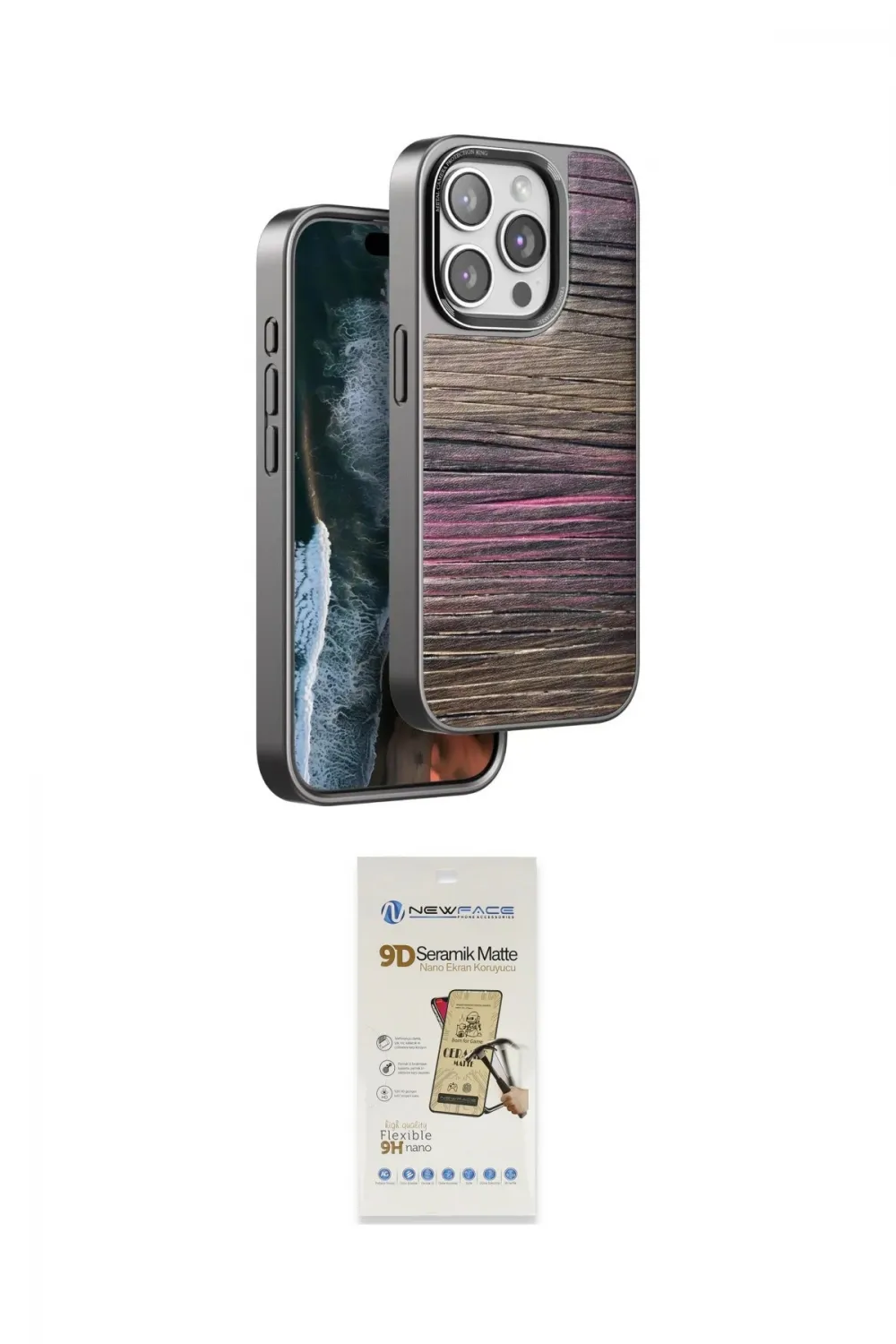 ieg™ iPhone 14 Pro Kılıf Atlas Minimal Özel Seri - Siyah Mat Seramik Nano Ekran Koruyucu