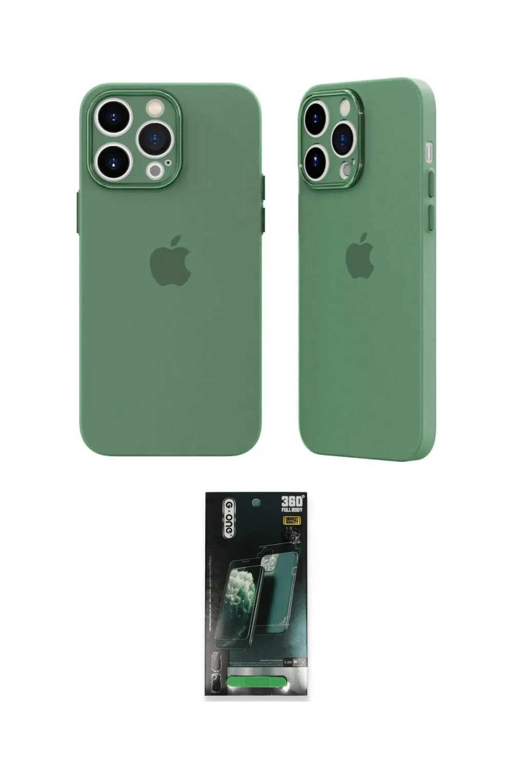 ieg™ iPhone 14 Pro Kılıf Atlas Minimal Prime - Siyah 360 Mat Full Body Arka Koruyucu