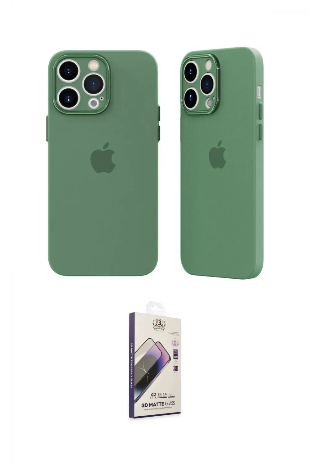 ieg™ iPhone 14 Pro Kılıf Atlas Minimal Prime - Siyah Bilvis 3D Mat Cam Ekran Koruyucu