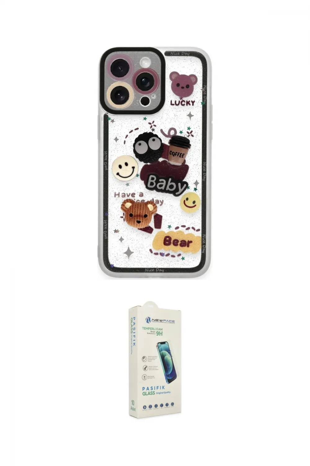 ieg™ iPhone 14 Pro Kılıf Çekirdek Asil - Şeffaf Pasifik Cam Ekran Koruyucu