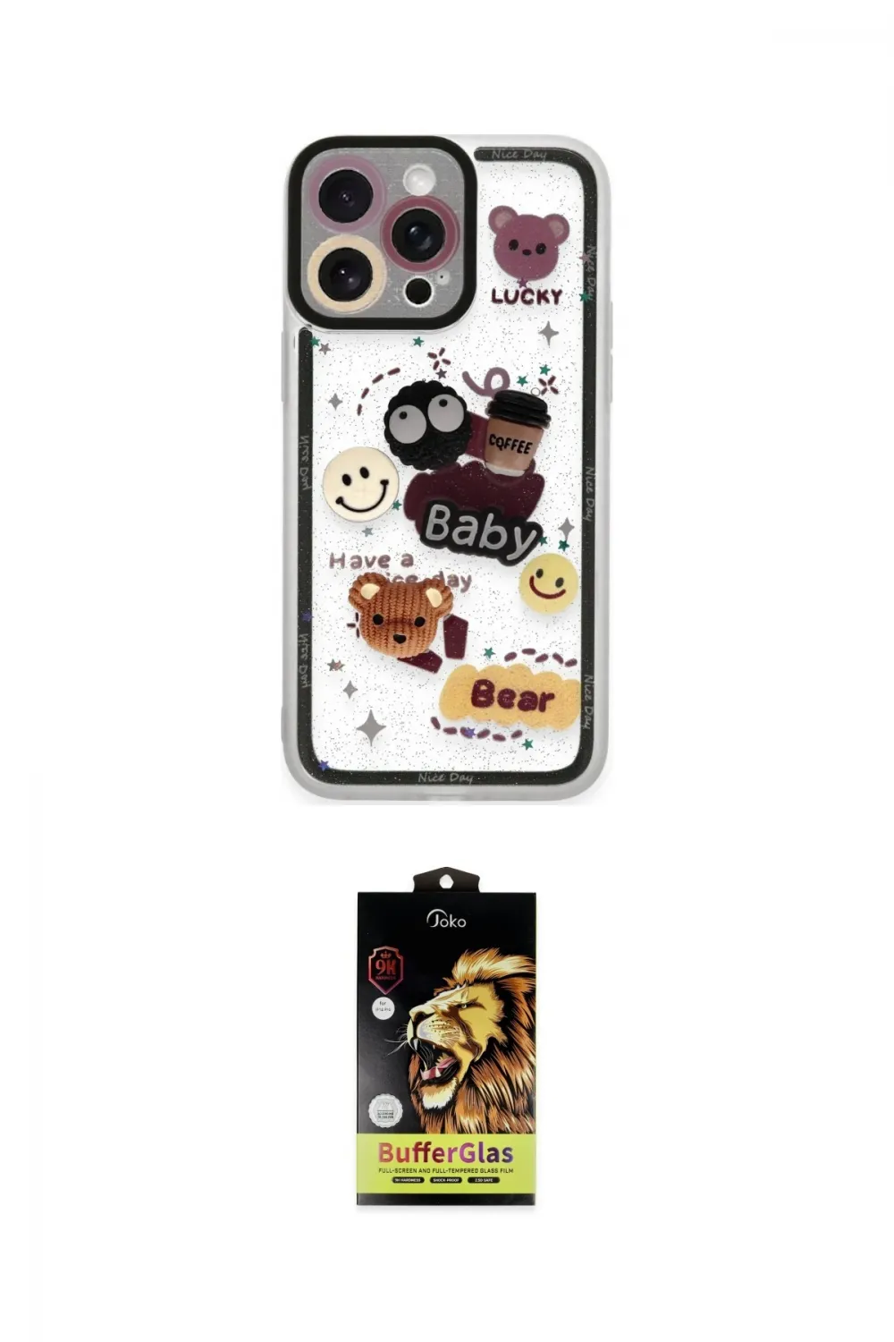 ieg™ iPhone 14 Pro Kılıf Çekirdek Asil - Siyah Buffer Cam Ekran Koruyucu