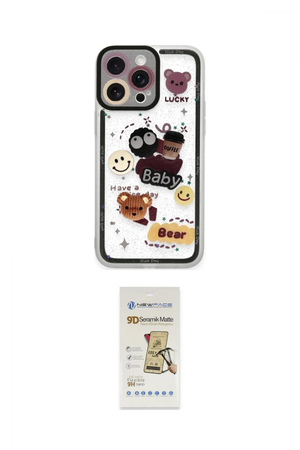 ieg™ iPhone 14 Pro Kılıf Çekirdek Asil - Siyah Mat Seramik Nano Ekran Koruyucu