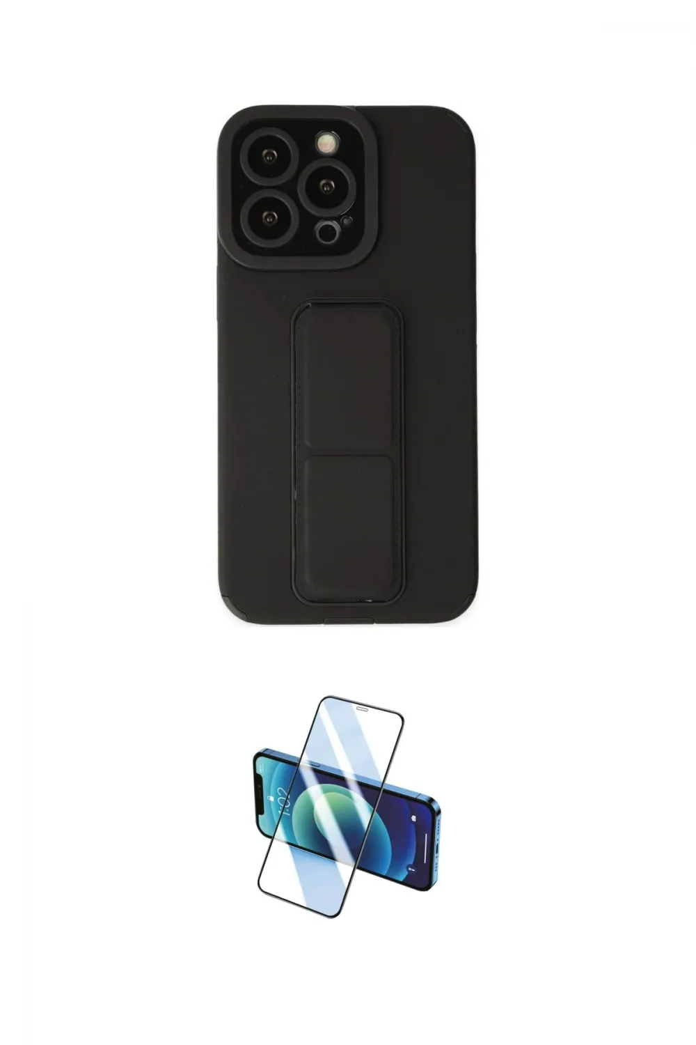 ieg™ iPhone 14 Pro Kılıf Çekirdek Yansıma - Siyah 3D Antistatik Cam Ekran Koruyucu