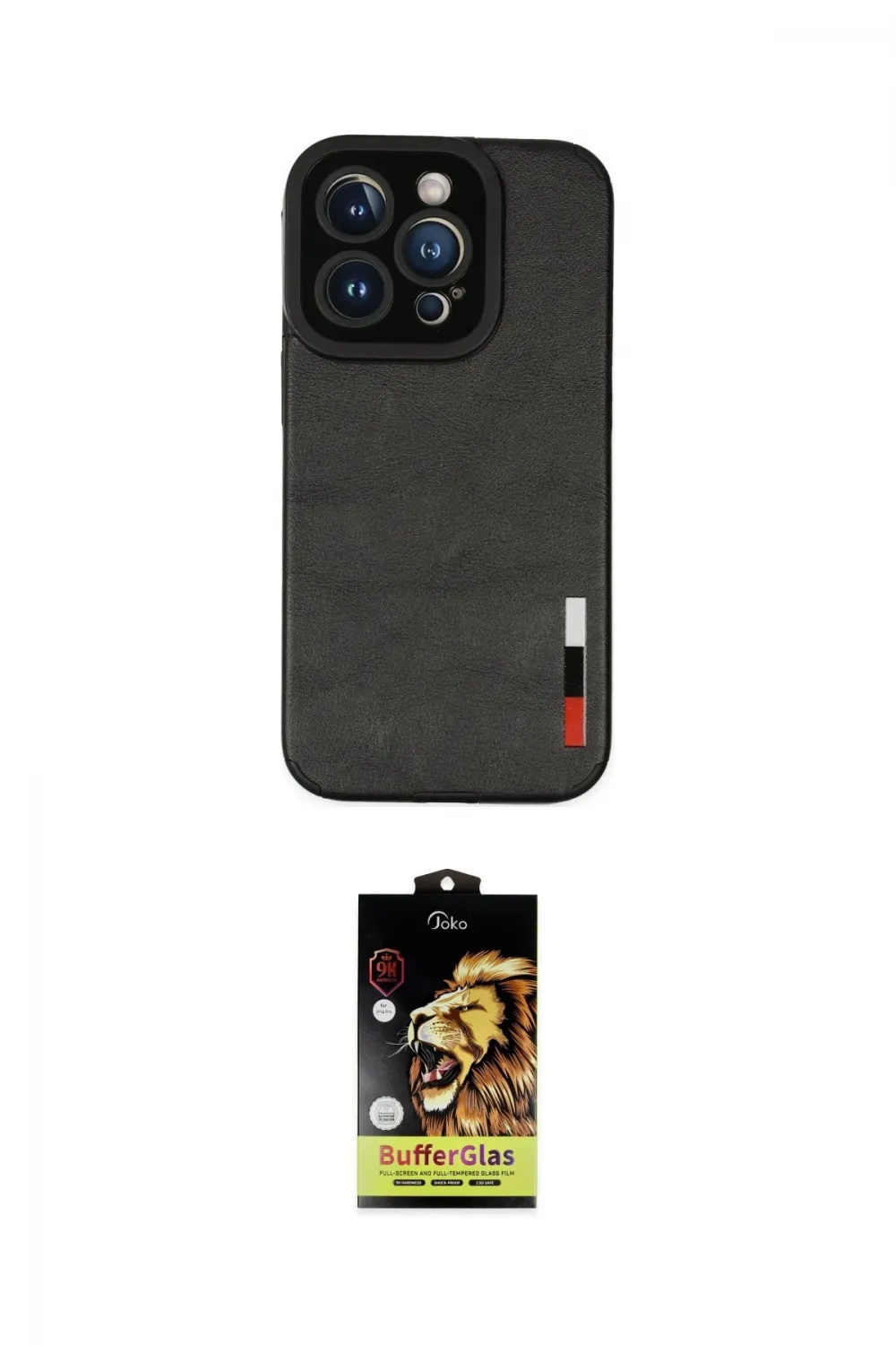ieg™ iPhone 14 Pro Kılıf Doruk Asil Koleksiyonu - Siyah Buffer Cam Ekran Koruyucu