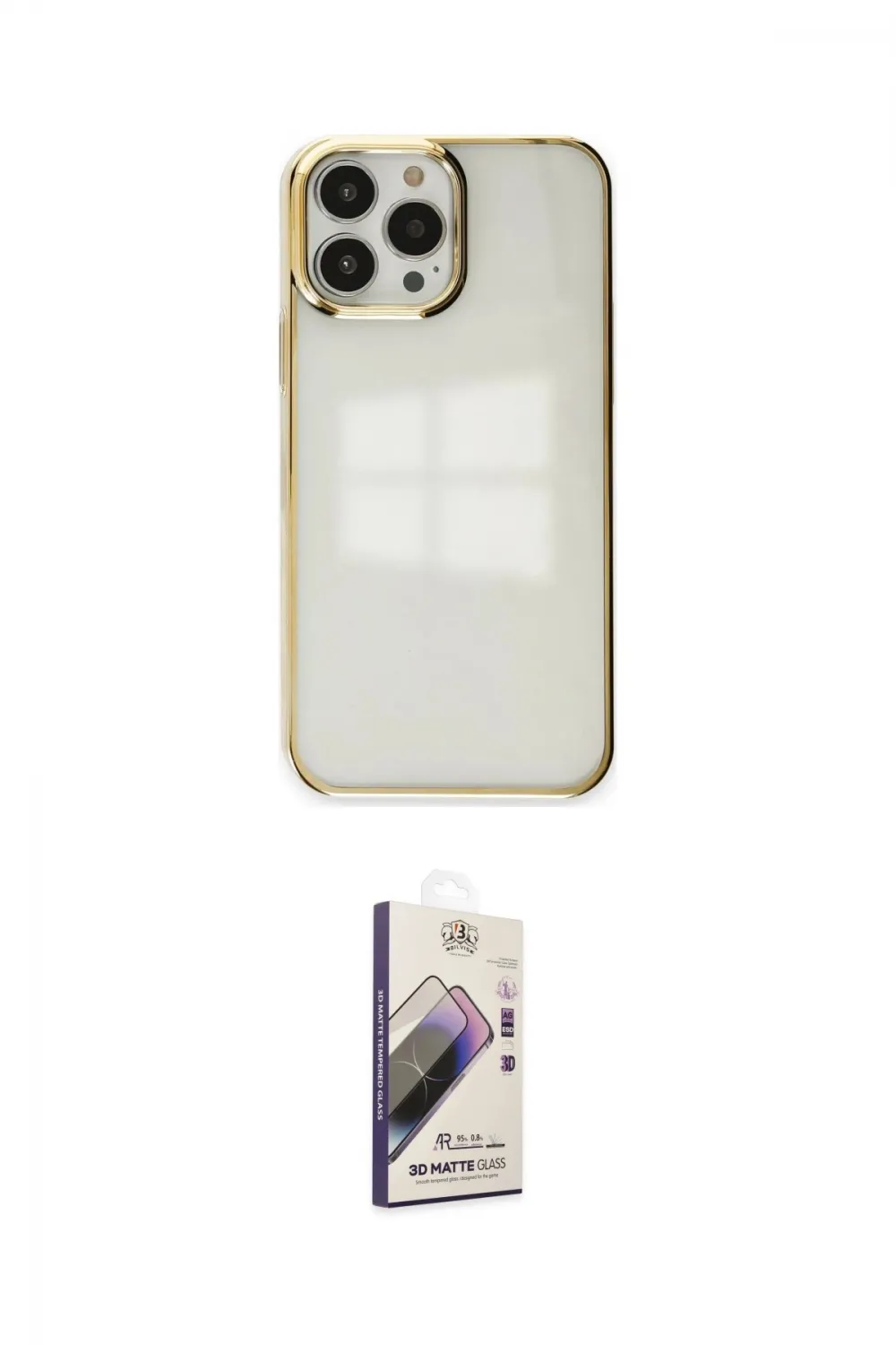 ieg™ iPhone 14 Pro Kılıf Doruk Doku Prime - Siyah Bilvis 3D Mat Cam Ekran Koruyucu